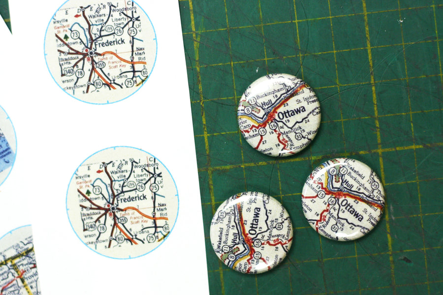 Sadie & June Hand Embroidered Maps | Custom Buttons Ottawa
